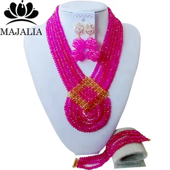 Majalia Fashion Nigeria Wedding African Beads Jewelry Set Hot pink Crystal Necklace Bridal Jewelry Sets Free Shipping 6PO026
Majalia Fashion Nigeria Wedding African Beads Jewelry Set Hot pink Crystal Necklace Bridal Jewelry Sets Free Shipping 6PO026