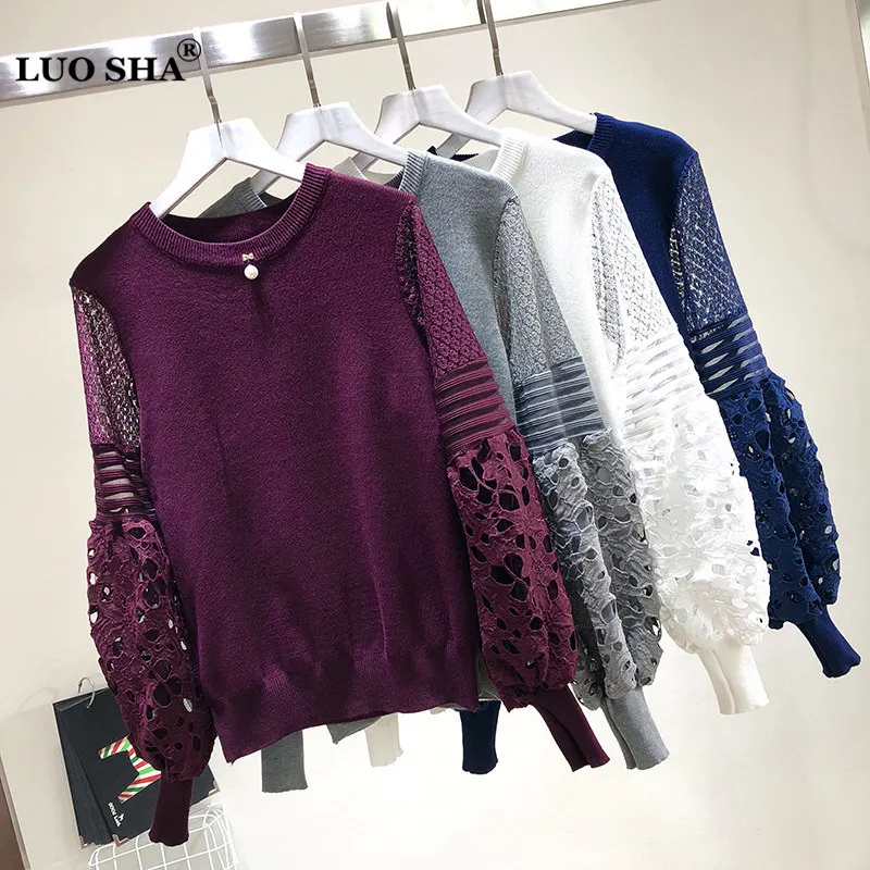 LUOSHA Women Autumn Winter Embroidery Hollow Out Lace Patchwork Pullover And Sweaters Female Lantern Sleeve Jumper Pull Femme
LUOSHA Women Autumn Winter Embroidery Hollow Out Lace Patchwork Pullover And Sweaters Female Lantern Sleeve Jumper Pull Femme