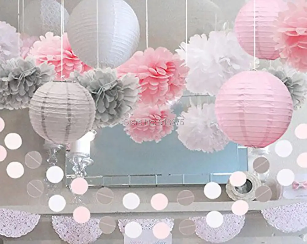 17PCS Pink Gray White Mixed Tissue Paper Pom Poms Paper Lantern Circle Paper Garland Girl 1st Birthday Baby Shower Wedding Decor
17PCS Pink Gray White Mixed Tissue Paper Pom Poms Paper Lantern Circle Paper Garland Girl 1st Birthday Baby Shower Wedding Decor