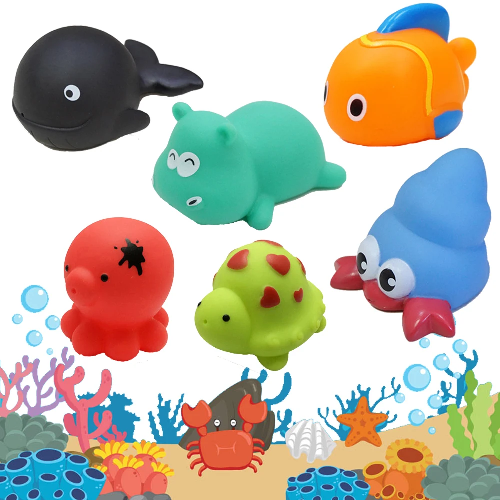 6Pcs/Set Sea Animals Baby Bath Toy Squeeze Sound Soft Rubber Baby Bathroom Toys Water Spray Octopus Tortoise Toys for Boys Girls
6Pcs/Set Sea Animals Baby Bath Toy Squeeze Sound Soft Rubber Baby Bathroom Toys Water Spray Octopus Tortoise Toys for Boys Girls