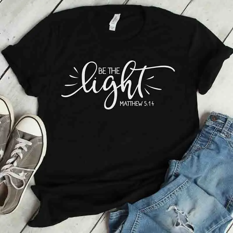 Be The Light Christian T Shirt Cotton Short Sleeve 90s Aesthetic Grunge Graphic Tees Women Faith Top Jesus Clothes Drop Shipping
Be The Light Christian T Shirt Cotton Short Sleeve 90s Aesthetic Grunge Graphic Tees Women Faith Top Jesus Clothes Drop Shipping