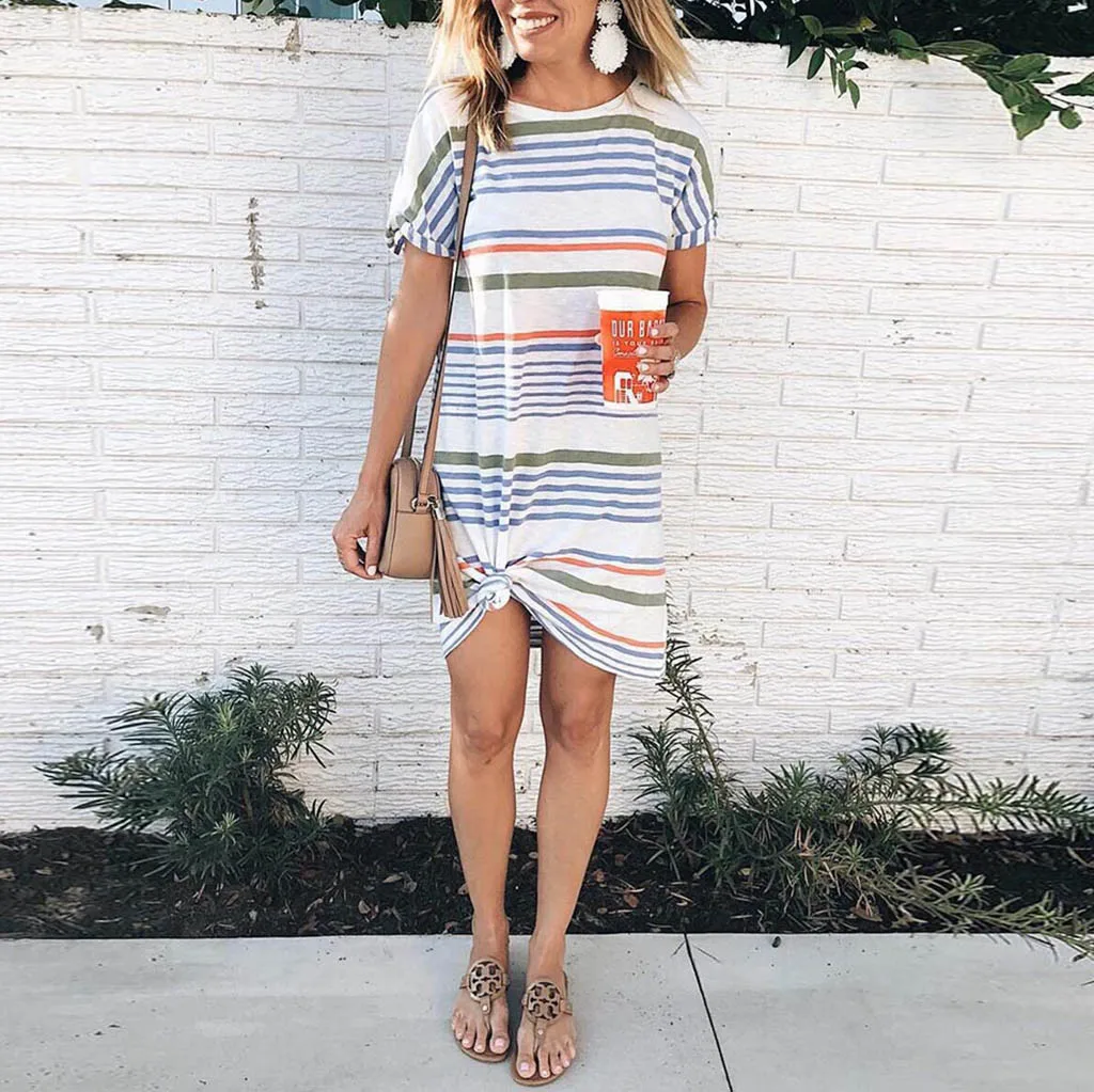 2019 women clothes summer O-Neck Short Casual Dress Irregular Striped Printed Loose Mini office Dress vestido de festa longo
2019 women clothes summer O-Neck Short Casual Dress Irregular Striped Printed Loose Mini office Dress vestido de festa longo