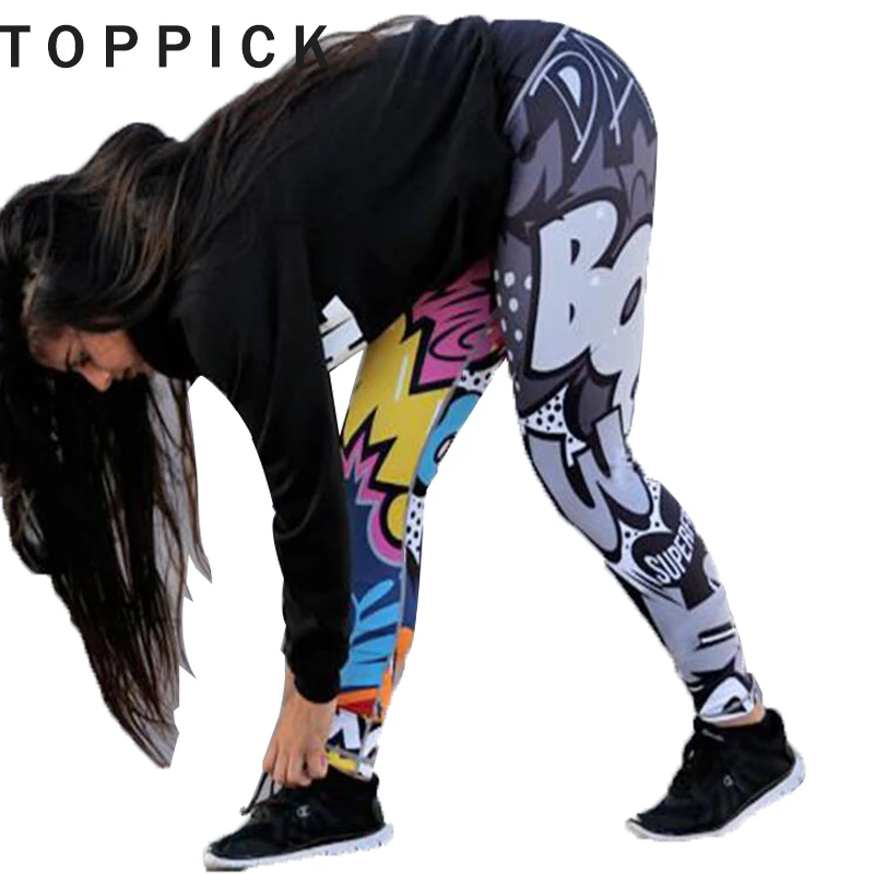 Фото 2018 штаны для йоги с мультяшным рисунком спортивные Леггинсы - купить