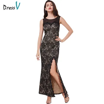 Dressv black sexy split front long evening dress scoop neck sheath ankle length elegant formal party lace women evening dresses
Dressv black sexy split front long evening dress scoop neck sheath ankle length elegant formal party lace women evening dresses