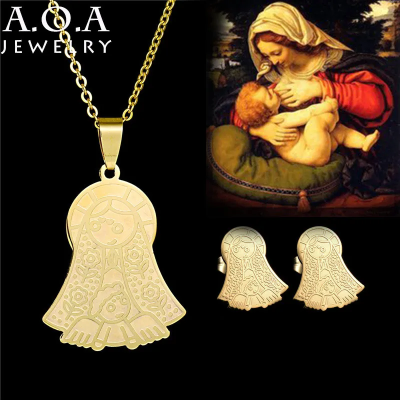 2017 Creative Catholic Christian Jewelry Set Stainless Steel Virgin Mary Guadalupe Necklace Earrings Set For Gift
2017 Creative Catholic Christian Jewelry Set Stainless Steel Virgin Mary Guadalupe Necklace Earrings Set For Gift