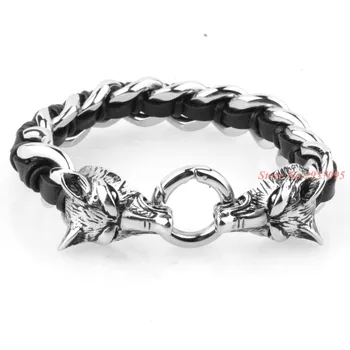 Fashion Jewelry Men Black Leather Stainless Steel Bracelets Male Retro Bracelet Personality Gift Free shipping
Fashion Jewelry Men Black Leather Stainless Steel Bracelets Male Retro Bracelet Personality Gift Free shipping