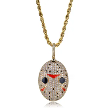 Lucky Sonny Hip Hop Mask Pendant Necklace with 3mm Rope Chain Gold Color Men Jewelry CZ Iced Paved Out Pendant & Necklace Bijoux
Lucky Sonny Hip Hop Mask Pendant Necklace with 3mm Rope Chain Gold Color Men Jewelry CZ Iced Paved Out Pendant & Necklace Bijoux