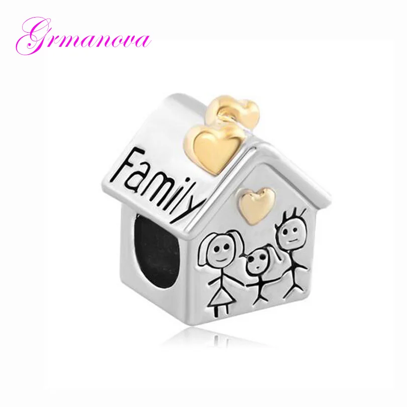 Golden Family Love House Big Hole Charm Beads Female DIY Jewelry Classic Pop Amulet Fit Pandora Bracelet Women's DIY Jewelry
Golden Family Love House Big Hole Charm Beads Female DIY Jewelry Classic Pop Amulet Fit Pandora Bracelet Women's DIY Jewelry