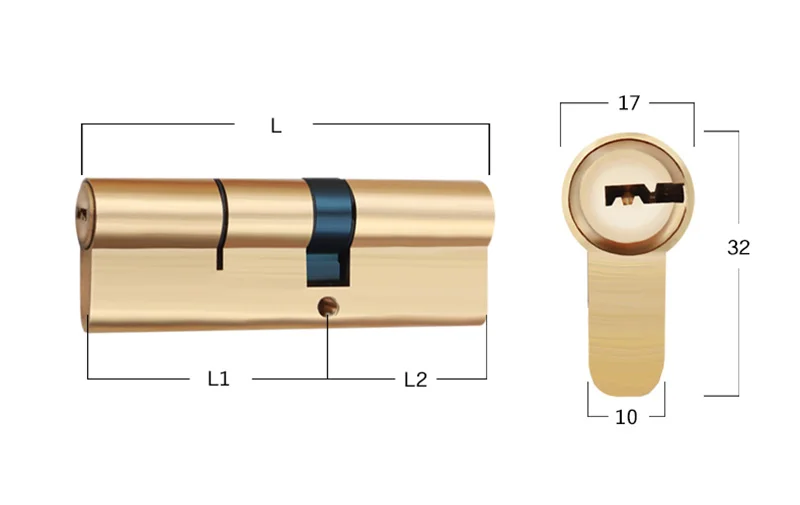 Europe Standard AB Key Anti-Theft Pure Brass Lock Double Cylinder