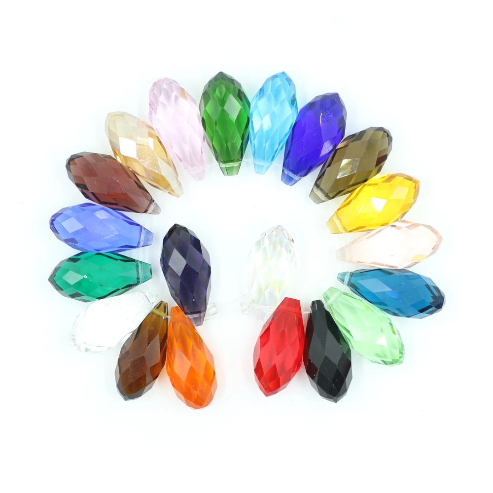 10 Clear Teardrop Beads Glass Briolette Crystal Faceted 13mm Jewelry Supplies