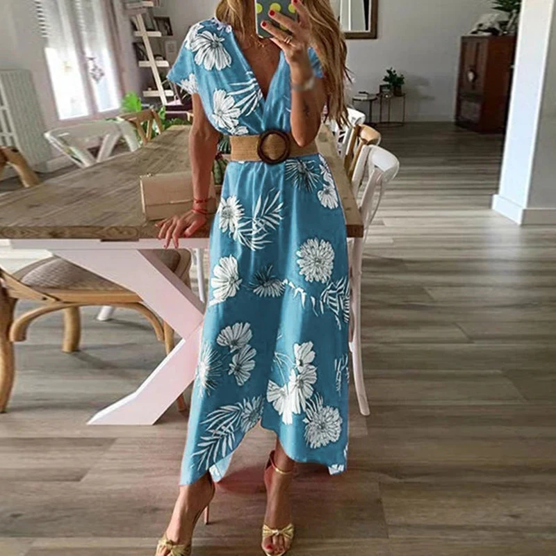 Women boho dress maxi long Summer Deep V-Neck Short Sleeve Floral Big Hem vacation sea holiday tropical Beach Dress Sundress
Women boho dress maxi long Summer Deep V-Neck Short Sleeve Floral Big Hem vacation sea holiday tropical Beach Dress Sundress