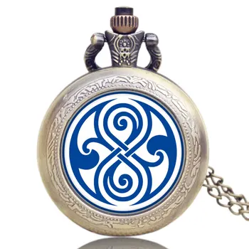 

Doctor Who Theme Glass Dome Pocket Watch With Necklace Chain Best Gift