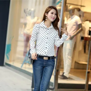 Fashion Women Casual Shirt Polka Dots Vintage Long Sleeve Turn Down Collar Clothing Shirt Plus Size 2018 New
Fashion Women Casual Shirt Polka Dots Vintage Long Sleeve Turn Down Collar Clothing Shirt Plus Size 2018 New