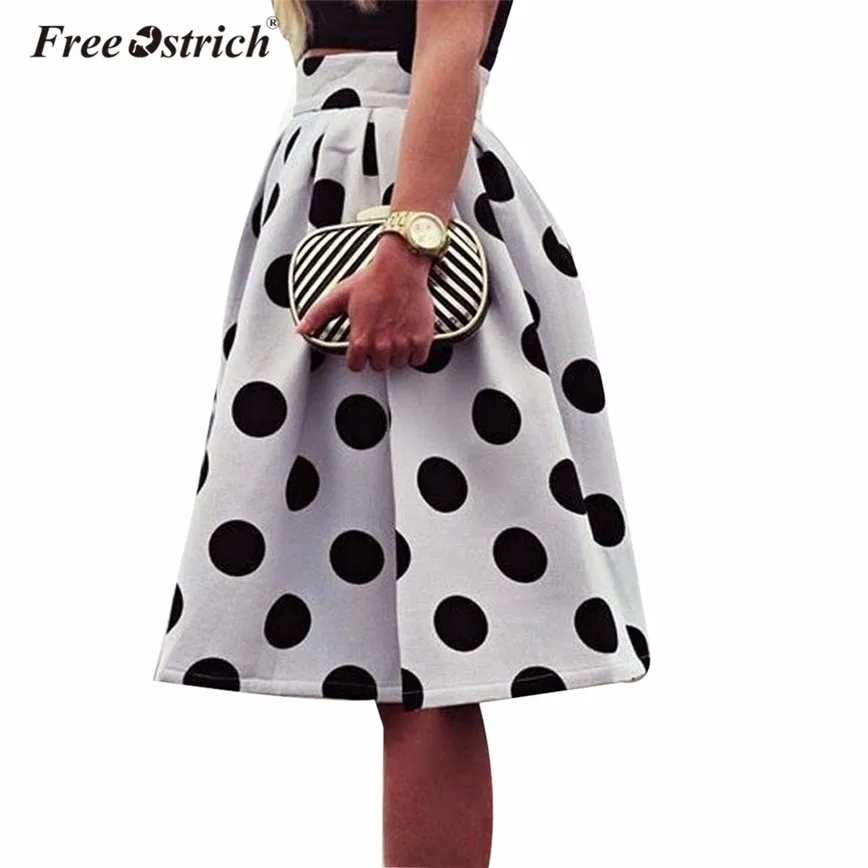 Free Ostrich Skirt Women Polka Dot Umbrella High Wasit Zipper Loose Knee-Length Skirts Summer Elegant faldas mujer B1240
Free Ostrich Skirt Women Polka Dot Umbrella High Wasit Zipper Loose Knee-Length Skirts Summer Elegant faldas mujer B1240