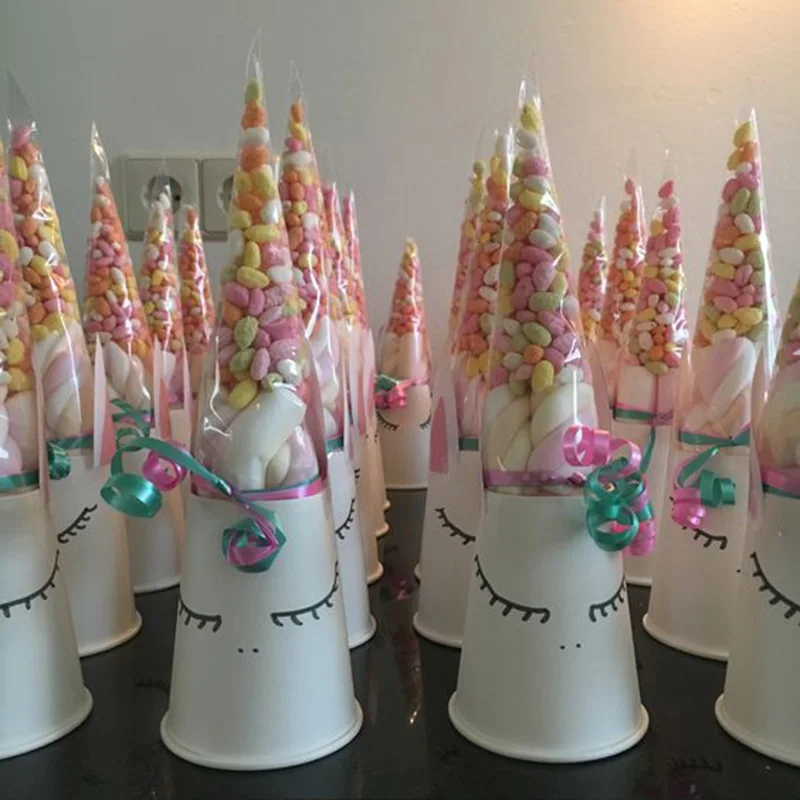50pcs Conical Plastic Candy Bags Birthday Party Decorations Kids Cone Transparent Cookie Bag Wedding Baby Shower Unicorn Party
50pcs Conical Plastic Candy Bags Birthday Party Decorations Kids Cone Transparent Cookie Bag Wedding Baby Shower Unicorn Party