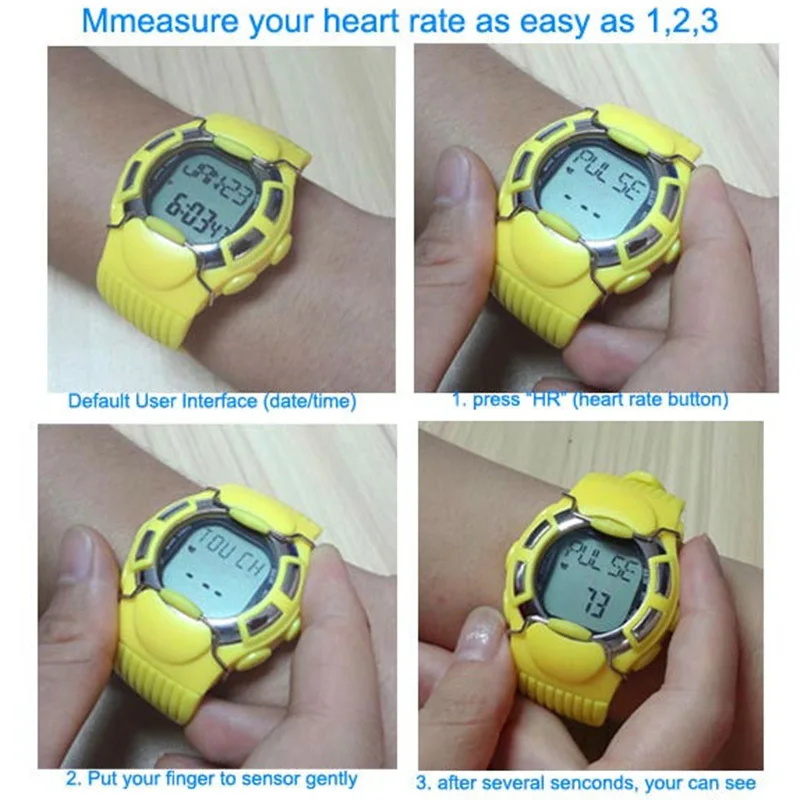 7 Finger Touch Heart Rate Monitor Watch + Calorie Counter & Burning Fat Data + Alarm & Stop Watch Infrared Penetrable Cardio Watch