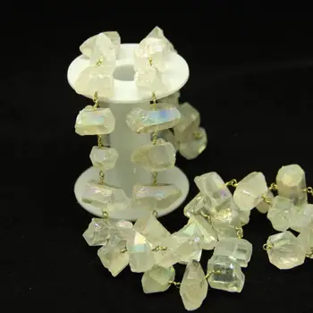 Titanium AB White Crystal Quartz Point Nugget Chain DIY,Wire Wrapped Brass Links Jewelry,Fashion Special Rosary Chains Necklace
Titanium AB White Crystal Quartz Point Nugget Chain DIY,Wire Wrapped Brass Links Jewelry,Fashion Special Rosary Chains Necklace