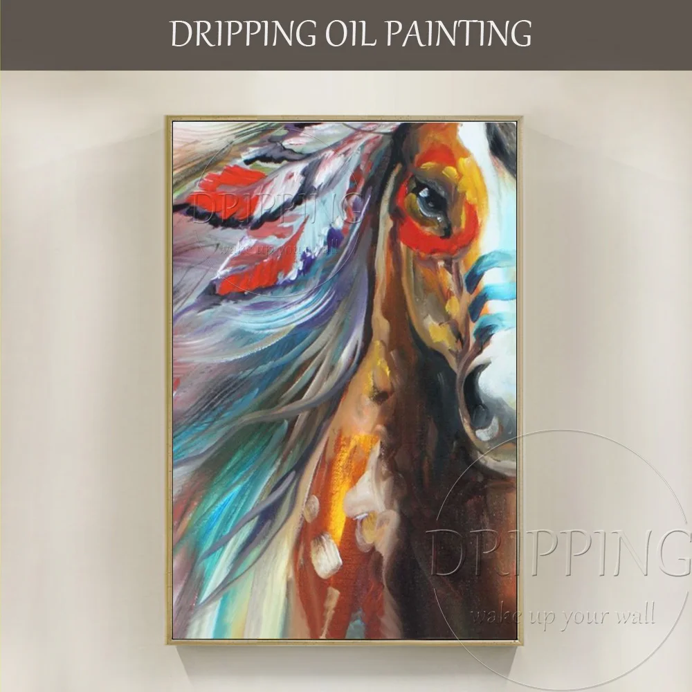 Wall Art Hand-painted Modern Colorful Animal Horse Oil Painting Vivid Colors Abstract Animal Indian Horse Head Oil Painting
Wall Art Hand-painted Modern Colorful Animal Horse Oil Painting Vivid Colors Abstract Animal Indian Horse Head Oil Painting