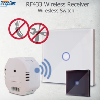 Bingoelec 1 Gang Touch Remote Transmitter Glass Panel RF 433.92 MHZ Controller With Wireless Remote Receiver Switch Set
Bingoelec 1 Gang Touch Remote Transmitter Glass Panel RF 433.92 MHZ Controller With Wireless Remote Receiver Switch Set