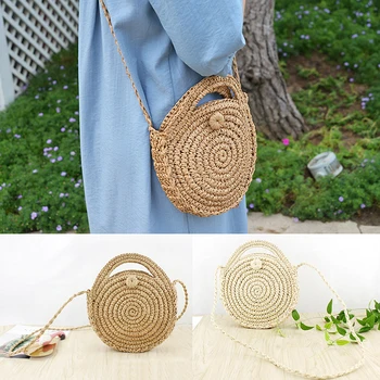 Women's Fashion Round Paper rope Beach Travel Bag Female Summer mini Vintage Handmade Outdoor Crossbody straw Bag
Women's Fashion Round Paper rope Beach Travel Bag Female Summer mini Vintage Handmade Outdoor Crossbody straw Bag