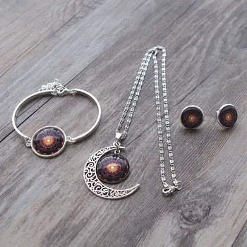Women Fashion Buddhist Sri Yantra Pendant Necklace Stud Earrings Set Bracelet Half Moon Sacred Geometry Sri Yantra Jewelry
Women Fashion Buddhist Sri Yantra Pendant Necklace Stud Earrings Set Bracelet Half Moon Sacred Geometry Sri Yantra Jewelry