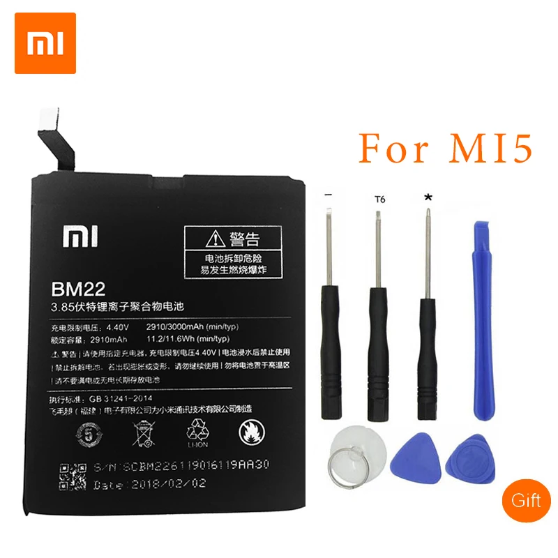 Free Shipping XiaoMi Original BM22 Mobile Phone Battery For Xiaomi mi5 Xiaomi M5 Replacement Battery 3000mAh
Free Shipping XiaoMi Original BM22 Mobile Phone Battery For Xiaomi mi5 Xiaomi M5 Replacement Battery 3000mAh