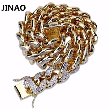 JINAO 2018 New Fashion Copper Gold Color Plated Iced Out Bling CZ Stone 18mm Bracelet Hip Hop Male Jewelry Bracelet Wit 18" 22"
JINAO 2018 New Fashion Copper Gold Color Plated Iced Out Bling CZ Stone 18mm Bracelet Hip Hop Male Jewelry Bracelet Wit 18" 22"