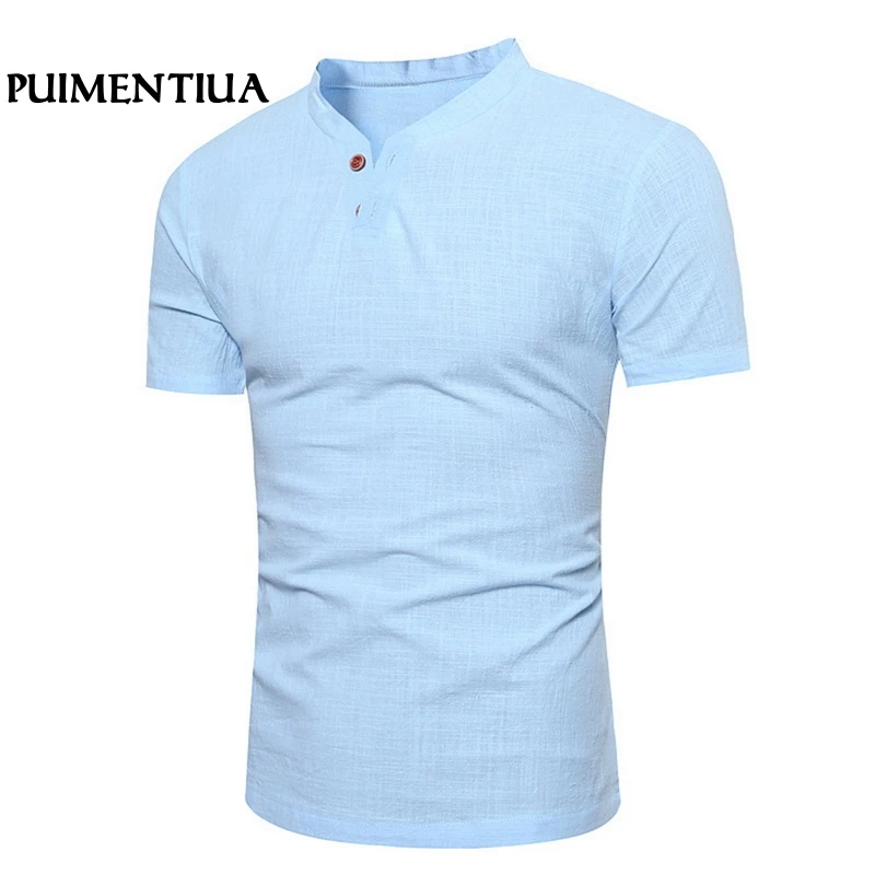 Puimentiua 2019 Classic Button Henley Shirt Summer Short Sleeve V Neck T-shirt Men Cusual Slim Fit Solid Color Tee Shirt Homme
Puimentiua 2019 Classic Button Henley Shirt Summer Short Sleeve V Neck T-shirt Men Cusual Slim Fit Solid Color Tee Shirt Homme