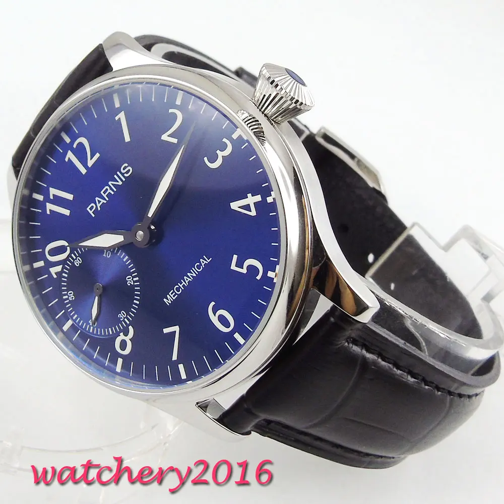 new 44mm Parnis blue dial leather strap luminous 6497 movement watches top brand luxury hand winding mechanical Men's Watch
new 44mm Parnis blue dial leather strap luminous 6497 movement watches top brand luxury hand winding mechanical Men's Watch