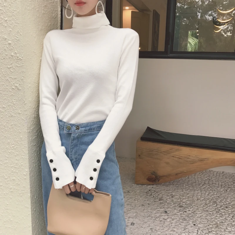 New Fashion Button Turtleneck Sweater Women Spring Autumn Solid Knitted Pullover Women Slim Soft Jumper Sweater Female Knit Tops
New Fashion Button Turtleneck Sweater Women Spring Autumn Solid Knitted Pullover Women Slim Soft Jumper Sweater Female Knit Tops