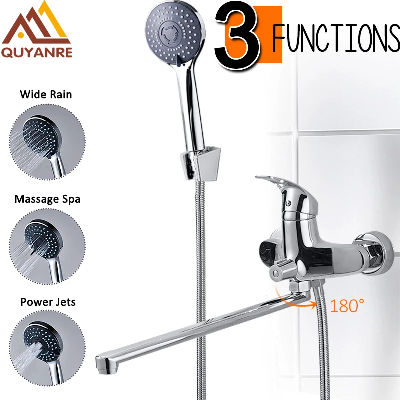 Quyanre Chrome Bathroom Shower Faucet Set 40cm Long Nose Rotation Spout Brass Single Handle Mixer Tap Torneira Bathtub Shower
Quyanre Chrome Bathroom Shower Faucet Set 40cm Long Nose Rotation Spout Brass Single Handle Mixer Tap Torneira Bathtub Shower