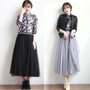 Fashion 2017 Autumn Ladies Gray Color 3 Layer Pleated Skirt Long Black Tulle Skirts A-line Maxi Skater Skirt Womens Faldas Jupe
Fashion 2017 Autumn Ladies Gray Color 3 Layer Pleated Skirt Long Black Tulle Skirts A-line Maxi Skater Skirt Womens Faldas Jupe