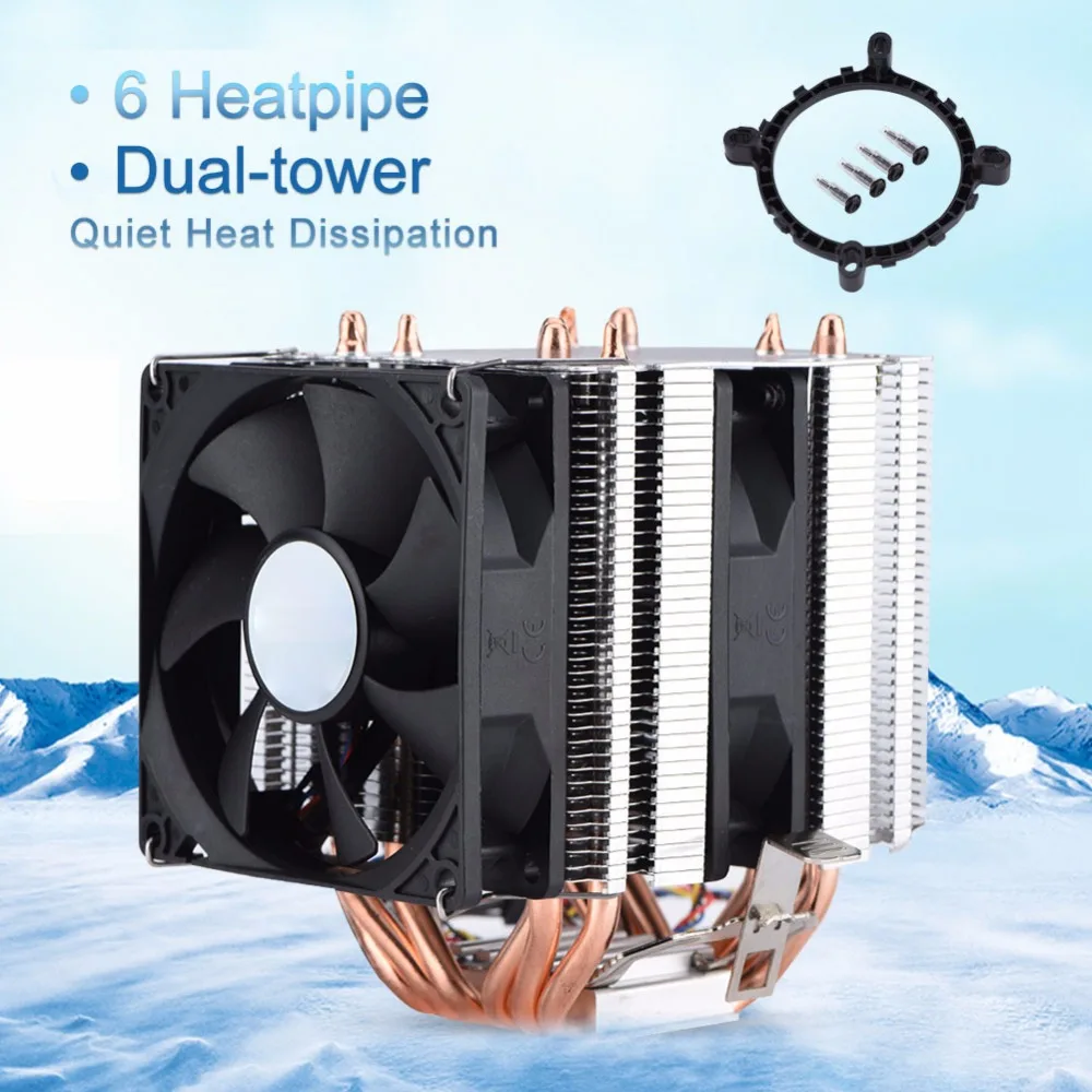 High Quality Quiet 4pin 6 Heatpipe CPU Cooler Dual-tower Air Cooling 800-2200 Revolution Heatpipe CPU Cooler
High Quality Quiet 4pin 6 Heatpipe CPU Cooler Dual-tower Air Cooling 800-2200 Revolution Heatpipe CPU Cooler