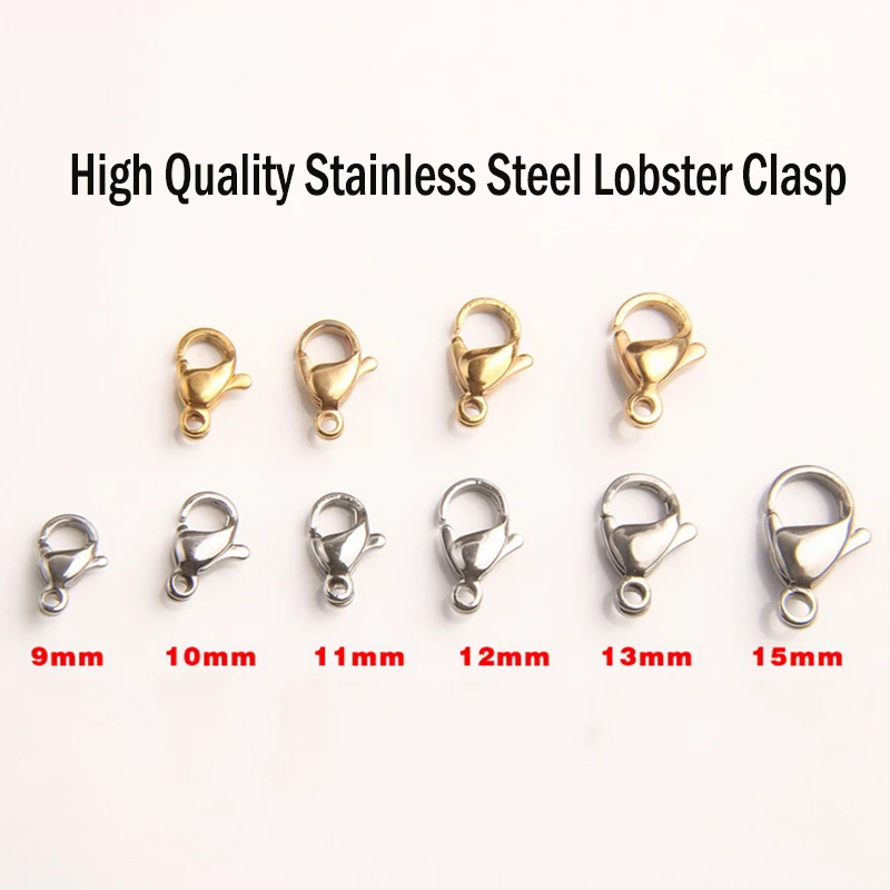 30Pcs/Lot Stainless Steel Gold Color Lobster Clasps 9/10/11/12/13/15mm for DIY Bracelet/Necklace Hooks Connector for DIY Jewelry
30Pcs/Lot Stainless Steel Gold Color Lobster Clasps 9/10/11/12/13/15mm for DIY Bracelet/Necklace Hooks Connector for DIY Jewelry