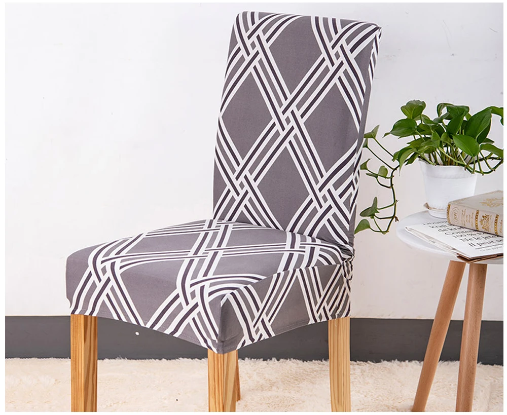 1246PCS Geometry Spandex Chair Cover Dining Washable slipcover for seat Elastic Kitchen Chair Covers Stretch Furniture Covers (8)