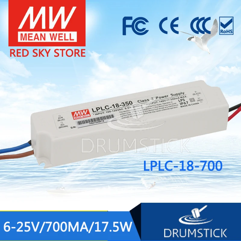 Hot! MEAN WELL original LPLC-18-700 25V 700mA meanwell LPLC-18 25V 17.5W Single Output LED Switching Power Supply
Hot! MEAN WELL original LPLC-18-700 25V 700mA meanwell LPLC-18 25V 17.5W Single Output LED Switching Power Supply