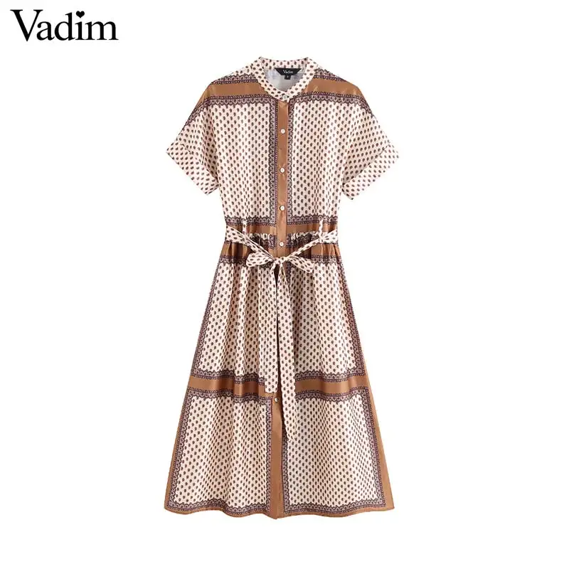Vadim women dot print midi dress bow tie sashes O neck short sleeve vintage female dresses A line vestidos QB919
Vadim women dot print midi dress bow tie sashes O neck short sleeve vintage female dresses A line vestidos QB919