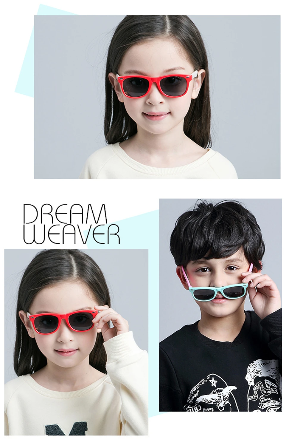 ALIKIAI Girls Sunglasses Kids Sun glasses Children Glasses Polarized Lenses Girls Boys Silicone UV400 Child Mirror Baby Eyewear (1)