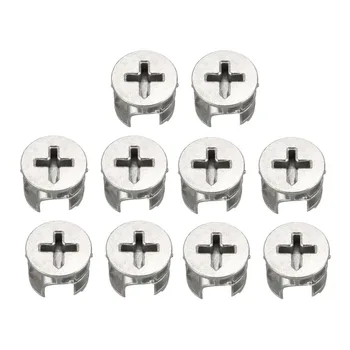 

Uxcell New Hot 10pcs Furniture Side Connecting 15 x 12mm Cam Fitting Dowel Pre-inserted Nut Furniture Cam Lock Nut Fastener