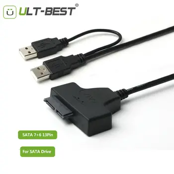 

ULT-Best Cabo USB 2.0 to Slim SATA USB Slimline Serial ATA 7+6 13pin Connector Adapter Cable for CD DVD Rom Optical Drive