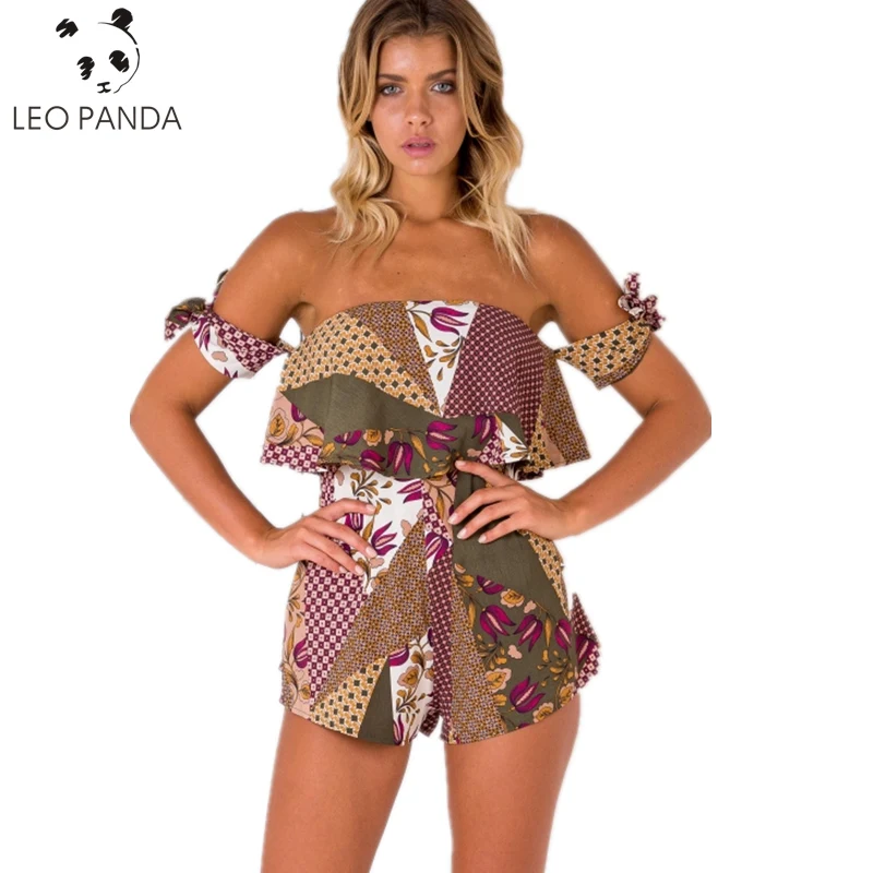 Summer Women Sleeveless Sexy Fashion Print Playsuits Loose Bow Wide Leg Pants Female Backless Off Shoulder Beach Playsuits ZX277
Summer Women Sleeveless Sexy Fashion Print Playsuits Loose Bow Wide Leg Pants Female Backless Off Shoulder Beach Playsuits ZX277