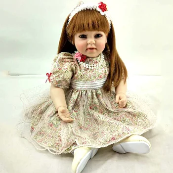 50cm Height Silicone Doll With Pasted Wig Hair And Flower Dress Real Touch Playmate Gifts Children Collection Reborn Babies Doll
50cm Height Silicone Doll With Pasted Wig Hair And Flower Dress Real Touch Playmate Gifts Children Collection Reborn Babies Doll