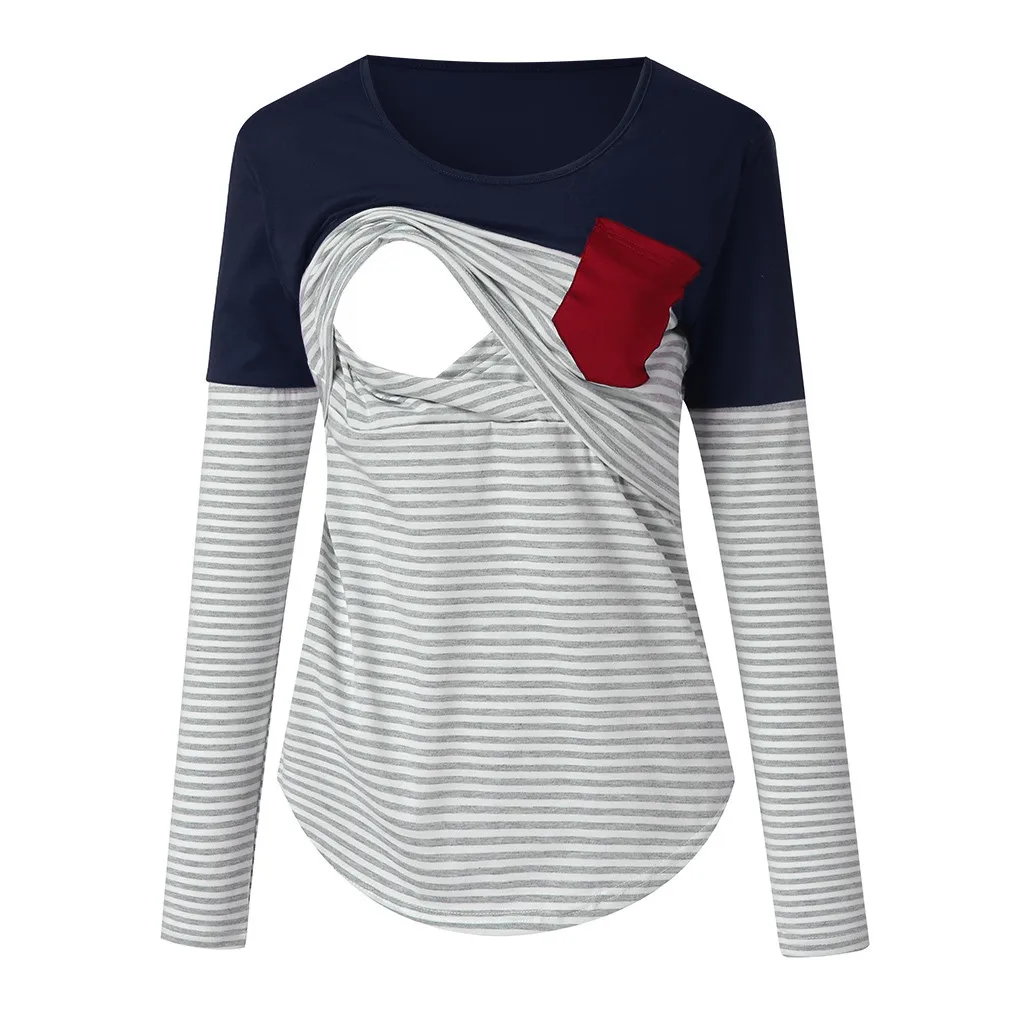 ARLONEET maternity Nursing breastfeeding blouse top Tees clothes Womens Pockets Stripe Long Sleeve Round Neck T-shirt W0122
ARLONEET maternity Nursing breastfeeding blouse top Tees clothes Womens Pockets Stripe Long Sleeve Round Neck T-shirt W0122