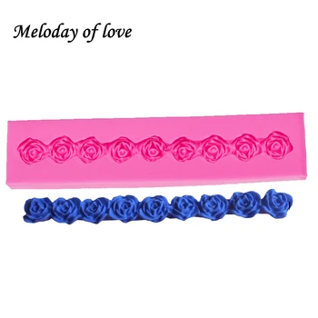 

Long strip lace roses Flowers chocolate wedding DIY fondant cake decorating tools silicone mold Border Embosser Mold T0032