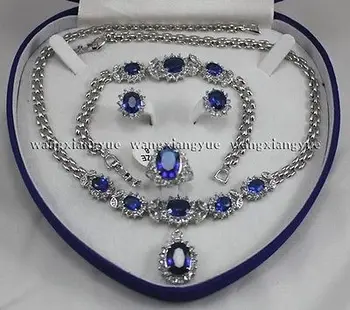 Genuine Blue Zircon Inlay Link Bracelet earrings Ring Necklace Set AAA 18K GP Plated gold Bridal wide watch wings queen JEWE (A0
Genuine Blue Zircon Inlay Link Bracelet earrings Ring Necklace Set AAA 18K GP Plated gold Bridal wide watch wings queen JEWE (A0