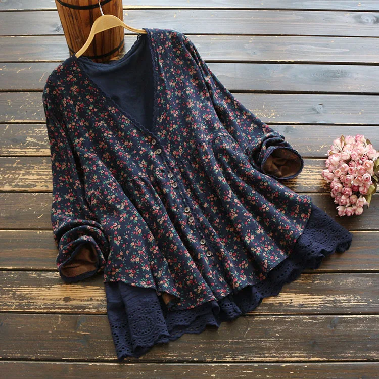 5575 new spring women vintage literary floral V-neck shirt female cotton and linen long sleeve tops
5575 new spring women vintage literary floral V-neck shirt female cotton and linen long sleeve tops