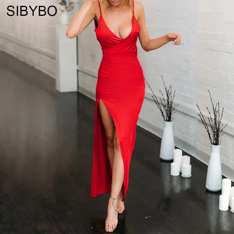 maxi bodycon dress with split