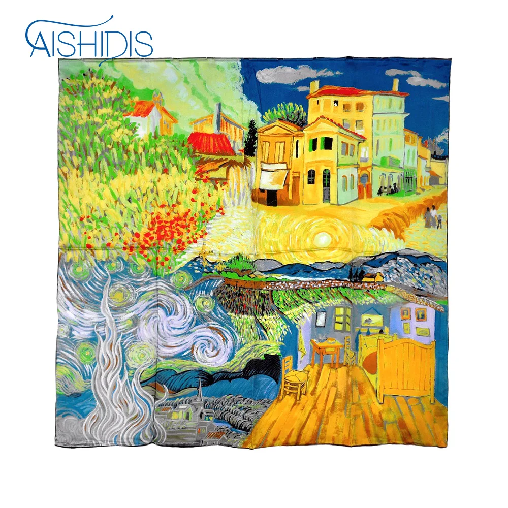 Women Square Silk Scarf Thin Section Shawl Neckchief Art Wroks Van Gogh's Painting Collection Green Color
Women Square Silk Scarf Thin Section Shawl Neckchief Art Wroks Van Gogh's Painting Collection Green Color