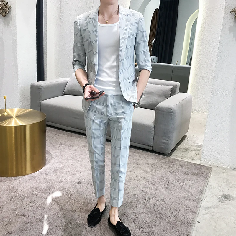 custom 2019 Spring and summer new mid-sleeved suit set male Korean version slimming seven-point sleeve
custom 2019 Spring and summer new mid-sleeved suit set male Korean version slimming seven-point sleeve