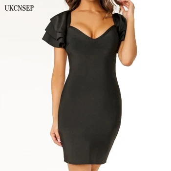 2020 New Sexy Women Bandage Dresses Black Red Short Sleeveless V Neck Ruffles Elegant Bodycon Celebrity Party Dress Vestidos
2020 New Sexy Women Bandage Dresses Black Red Short Sleeveless V Neck Ruffles Elegant Bodycon Celebrity Party Dress Vestidos